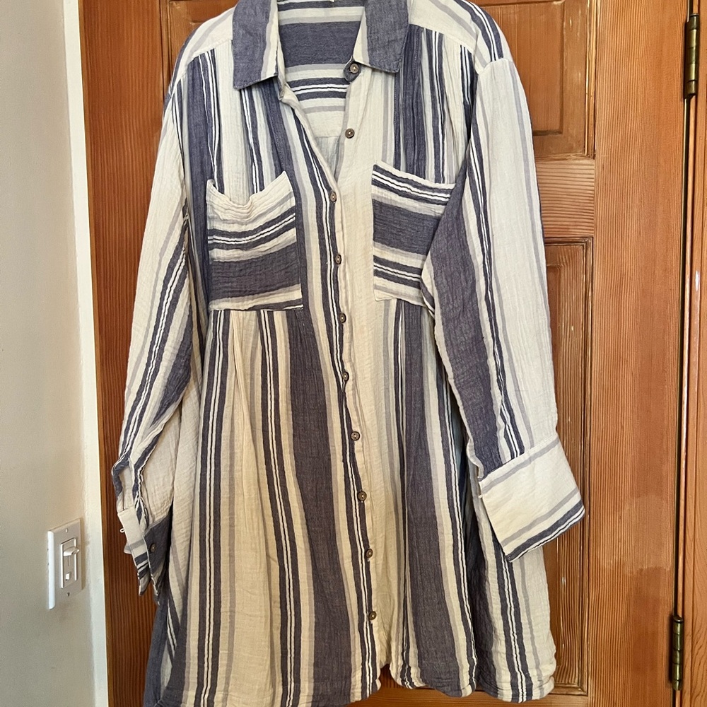 Free People Blue and White Striped Dress